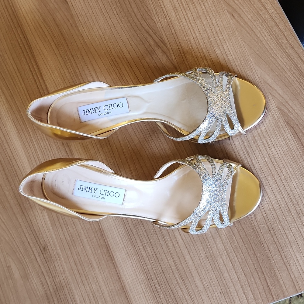 Jimmy choo champagne glitter heels